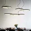 Pendant Lamps Nordic Dining Room Lights Modern Simple Metal Round Ring Combo Art Creative Black Droplight Led Lighting Fixture