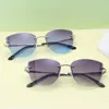 Sonnenbrille Luxus Strass Cateye Randlose Markendesigner Große Diamant Sonnenbrille Rosa Farbtöne Für Frauen Mode Brillen