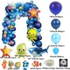 101pcs/set karikatür köpekbalığı/deniz yıldızı/deniz hayvanları altında ahtapot bebek duş doğum günü partisi düğün balonları kemer dekor