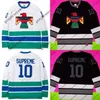 Gla MitNess 10 SUPRE Hockey Jersey Pullover real Full embroidery SUPR Jerseys Black White High Quality