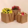 Gift Wrap 100pcs/lot Fruit Flowers Bonsai Packaging Paper Bag With Handle Square Bottom Kraft Black/Brown 4 Size SN681