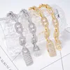 Bangle Tirim Luxe dikke hiphop armbanden Volledige kubieke zirkoon Crysal Lock Clasp Cubaanse feestjuwelen voor mannen vrouwen van hoge kwaliteit