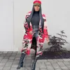 Giacche da donna Giacca da trench mimetica Donna Taglie forti Cappotto lungo con stampa lettere Streetwear Top corto stile streetwear