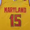 Mitch 2020 New NCAA Maryland Terrapins Stats Jerseys 15 Chol Marial College Basketball Jersey Yellow Size Youth Adult All Stitched