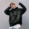 디자이너 Rhude Hoodie Mens Hoodie Rhudes Hoody 후드 티셔츠 Felpa Uomo Niche 패션 브랜드 Sudadera 가을 겨울 긴 소매 라운드 넥 풀오버 하의