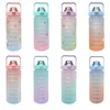 Water Bottles Large Plastic Cup Gradient Space Sports Bottle Straw Outdoor Portable Children's Handle