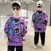 Pullover Cartoon Spring Kids Boys Sweatshirts Cotton Teenage Letter Print Sport Coat Autumn Baby Tröja Children Loose Top 220924