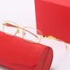 Designer-Sonnenbrillen für Herren, Luxus-Damen-Sonnenbrillen, transparente Gläser, sportliche randlose Büffelhorn-Brillen mit Box, goldene Sonnenbrillen für Damen