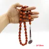 Hebra de resina roja Tasbih 33 cuentas de gran tamaño musulmán oración cuentas pulsera árabe Misbaha islámico Ramadán Eid regalo turco Kazaz borla