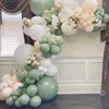 Zielony sliver balon girland łuk Łańca dekoracja ślubna balony urodzinowe dla dzieci wystrój baby shower