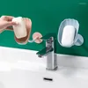 Tvålrätter väggmonterade hållare 360 ​​roterbar dräneringsskål badrumslåda svamp magasin kök tillbehör