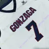 Митч 2021 Финал четыре Новой NCAA Gonzaga Jerseys 7 Steiny Basketball Jersey College White Size Youth Alll