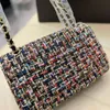 Classic Cf Double Flap Tweed Crossbody Bags France Brand Top Quality Quilted Matelasse Chain Original Hardware Women Shoulder