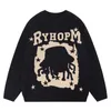 Męskie swetry streetwearu Retro Harajuku Cartoon Portret list wydrukowany Jumper Oversiased Oneck Pullover Unisex 220923