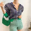 Women's Sweaters H Han Queen Winter New Knitted Cardigan Sweater For Women Tops Basic Houndstooth Knit O-neck Long Sleeve Cardigan Short Sweaters T220925