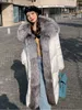 Dames s fur faux oftbuy lange witte eend down jas Natural Big kraag mode warme dikke losse vrouwen bovenkleding streetwear 220926