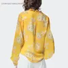 Chemises pour femmes Fashion Yellow Floral dames mousseline en mousseline