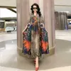 Casual Dresses Silk Two-Piece Women's Elegant Floral Plus Size Beach Vintage Long mother dress 2021 Summer New Fashion T220905