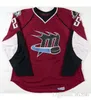 Benutzerdefinierte AHL Lake Erie Monsters 25 Stewart 20 Mackenzie 39 Galiardi Hockey-Trikots Rot Weiß Blau genäht