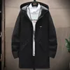 Herrjackor Mens och rockar Casual Long Black Fashion Autumn Hooded Windbreaker Outwear 220924