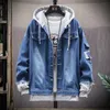 Men's Jackets Denim Mens Hooded Slim Fit Casual Streetwear Jean Long Sleeve Trendy Outerwear Autumn Winter Coat for Men 220924