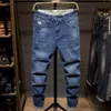Herr jeans 42 44 baggy rak plus storlek elasticitet denim byxor hip hop trend streetwear vår höstbyxor kläder 220923