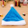 Chapeau de Père Noël pour Adultes Chapeau de Noël Traditionnel Bleu et Blanc en Peluche pour le Nouvel An Fête de Vacances XBJK2209