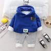 Dziecięcy ciepły pluszowy sweter spodnie jesienno-zimowa kreskówka dziewczynek odzież ustawia niemowlę noworodka ubrania dziecięca odzież sportowa z kapturem 1-5Y