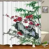 Shower Curtains Chinese flower and bird scenery waterproof shower curtain bathroom washable cloth screen with hook 220922