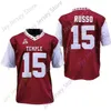 Mitch 2020 New NCAA Temple Owls maglie 15 Anthony Russo College Football Jersey rosso taglia gioventù adulto tutto cucito