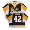 GLA retro dusters Lee Hockey Jersey 42 Jim O'Brien 7 Goldthorpe18 Brian Binghamton Borduurwerk naaimeren aangepaste naam en nummer