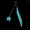 Vintage Flying Man Bookmark Luminous Glow In The Dark Star Shape Feather Metal Diy