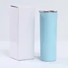 20oz skinny tumbler stainless steel slim insulated tumblers straight cup vacuum Beer Coffee Mugs Cup with Lid 20 colors