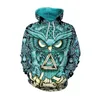 Sweat imprimé hibou 3D unisexe nouveauté à capuche manches longues pull cordon design cool avec poche pour hommes et femmes