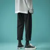 Jeans maschi maschi colore solido nove punti caviglia alla caviglia pantaloni in denim dritta sciolte mans streetwear corean hip hop pantaloni 220923