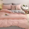 Defina a cama T￪xtil caseira minimalista verde roxo Conjunto de cama de dupla folha de luxo da cama king size linho de len￧￳is de ponta de capa de len￧ol de len￧￳is 220924