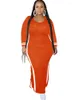 Plus Size Dresses 4XL Dress Women Clothes Long Sleeve Side Split Robes Autumn Fashion Casual Big Maxi Vestidos