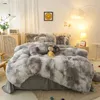 Ensembles de literie Ensembles de literie ultra doux en peluche Shaggy de couleur dégradée 4 pièces Twin Double Queen King 1 housse de couette en fausse fourrure 1 drap de lit 2 taies d'oreiller 220924