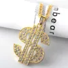 남성 Aolly Dollar Sign Inlaid Diamond Pendant Gold Necklace 2022 인기있는 유럽계 미국인 과장 힙합 성격 여성 트렌디 한 의류 액세서리