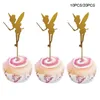 Party Supplies 10/20Pcs Flower Fairy Cake Inserted Card Angel Birthday Topper Glitter Paper Pick Wedding Baby Shower DIY Decor