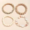 4 PCs/conjunto de pulseiras de charme de moda Popular imita￧￣o p￩rola pulseira de pulseira de pulseira de pulseira