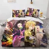 Ensembles de literie Demon Slayer Ensemble de literie Cartoon Anime Kamado Tanjirou Nezuko Rengoku Giyuu Housse de couette Taies d'oreiller Enfants Couette Chambre Décor 220924