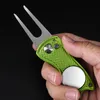 Nuevo H9241 Golf Divot Tool Herramientas de reparación Acero inoxidable Plegable Magnético Golfs Botón Herramienta 10 colores