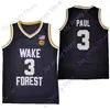 Mitch 2020 NECAA Wake Forest Demon Deacons Jerseys 3 Chris Paul College Basketball Jersey Black Size Youth Adult