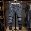 Herr jeans 42 44 baggy rak plus storlek elasticitet denim byxor hip hop trend streetwear vår höstbyxor kläder 220923