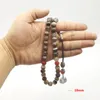 Strand Man's Tasbih ágatas naturales raya con Rosario rojo 33 Islam Misbaha regalo para pulsera Ramdan cuentas de oración piedra