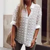 Kadınlar bluz gömlekleri kadın üstleri ve bluzları zarif uzun kollu kimyasal femme polka nokta gevşek ol gömlek bayanlar şifon bluz barajlar blusa feminina 220923