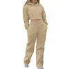 Kvinnor Pants Women's Capris Solid Color Suit huva breda ben med dragkörning Top Hoodie Tracksuit Women 2022 Sweatshirt 2 Piece