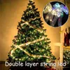 Decorazioni natalizie 50 LED 5M Doppio strato Lucine Stringhe Fiocchi di nastro con ornamenti per l'albero Anno Navidad Home Decor 220924