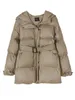 Damen-Daunenparkas Toppies Winter-Pufferjacke mit Kapuze, Mantel, Gürtel, lang, übergroße Oberbekleidung, Kleidung 220924